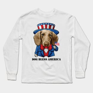 Dachshund Dog Bless America Long Sleeve T-Shirt